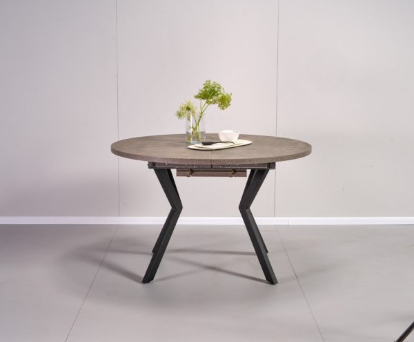 שולחן אוכל עגול נפתח דמוי בטון דגם אלמוס - 8 סועדים