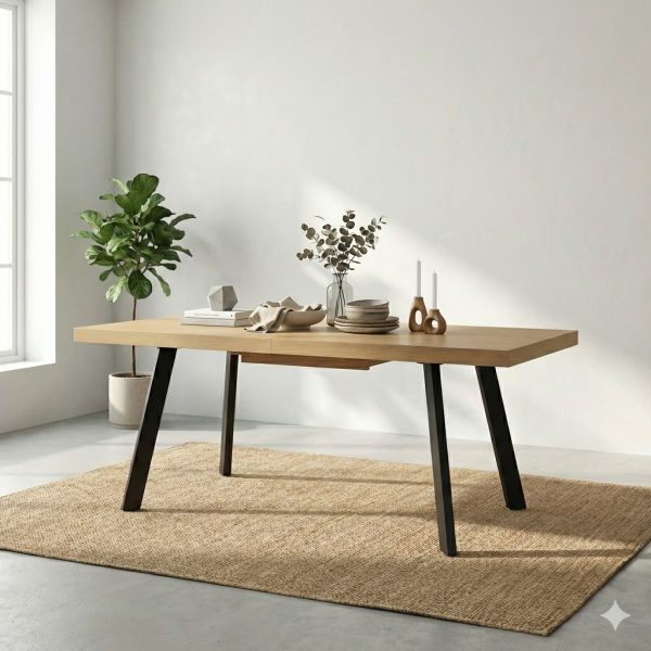 שולחן אוכל דמוי עץ טבעי דגם אבניו - 10 סועדים