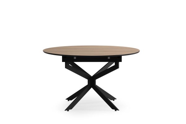 שולחן אוכל עגול נפתח דמוי עץ טבעי דגם לונה - 8 סועדים