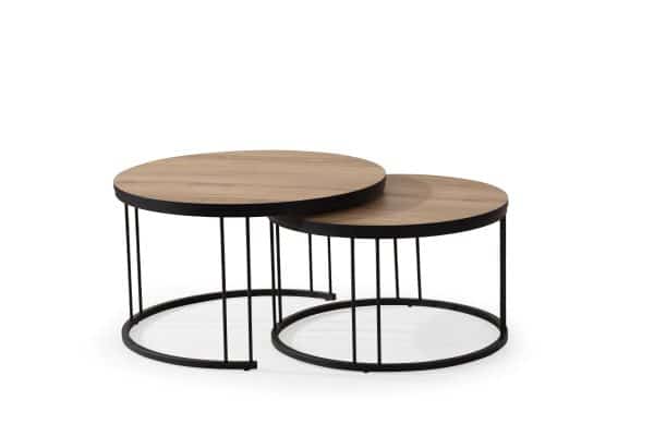 סט שולחנות סלון דמוי אלון טבעי דגם קאפלו