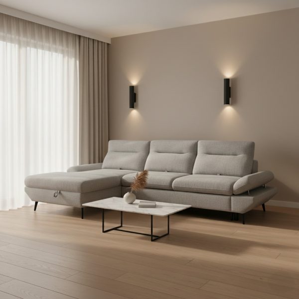 ספה נפתחת למיטה דגם סטארה בבד אפור בהיר