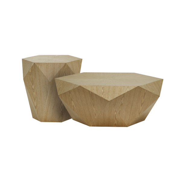 סט שולחנות מעוצבים דגם טריי - עץ טבעי