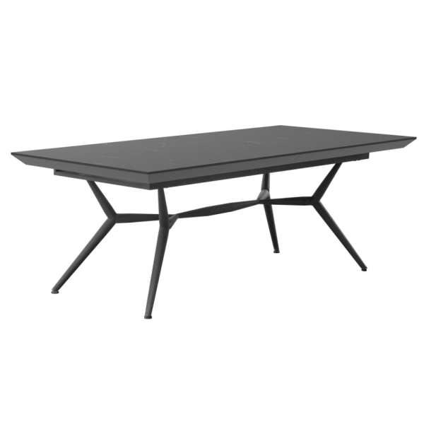 שולחן אוכל נפתח דגם ורנו - דמוי שיש שחור