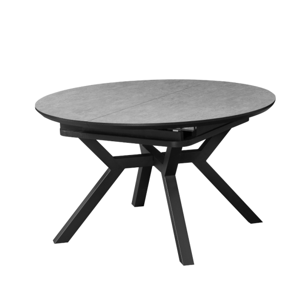 שולחן אוכל עגול נפתח דגם ברונו - דמוי אבן אפור