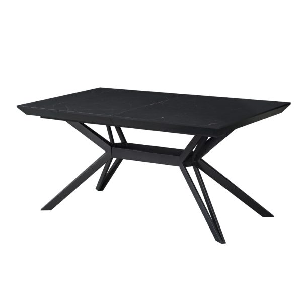 שולחן אוכל דגם ארקו - דמוי שיש שחור
