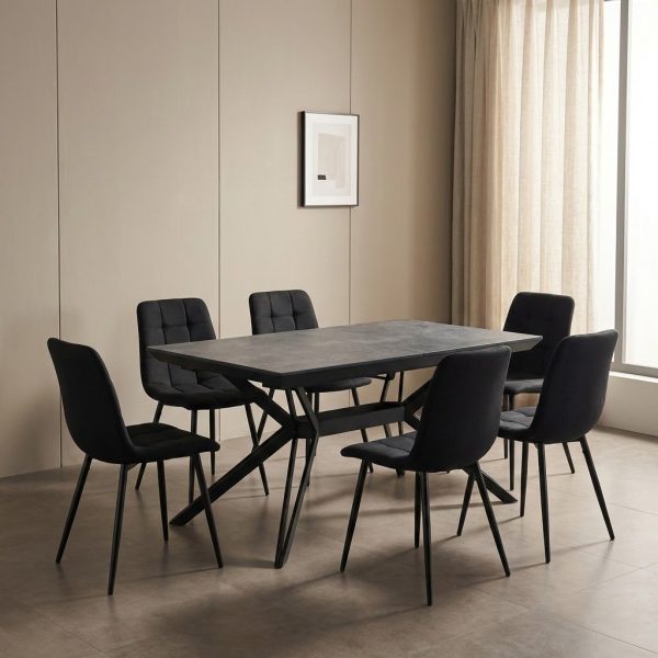 פינת אוכל דגם ארקו דמוי בטון + 6 כסאות - 14 סועדים