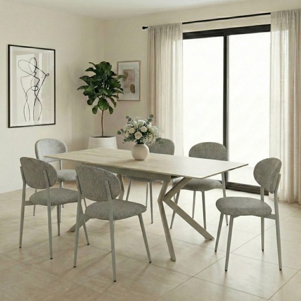 פינת אוכל דגם פלינו טרוונטין + 6 כסאות סנדרין