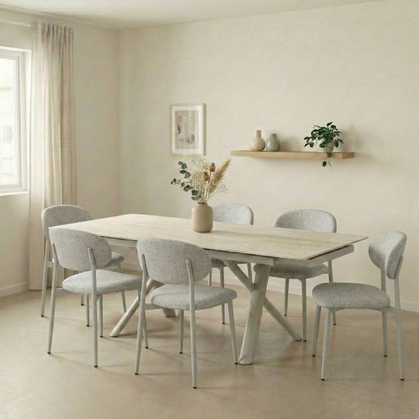 פינת אוכל דגם ראדו טרוונטין + 6 כסאות סנדרין - 10 סועדים