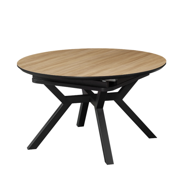 שולחן אוכל עגול נפתח דגם ברונו - דמוי עץ טבעי