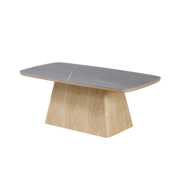 שולחן סלון דגם גליס – קרמיקה אפורה בציפוי פורניר טבעי