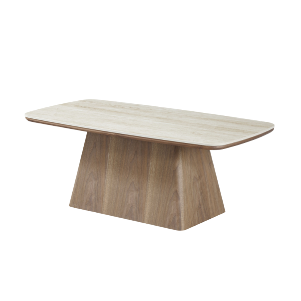 שולחן סלון דגם גליס – קרמיקה טרוונטין בציפוי אגוז אמריקאי