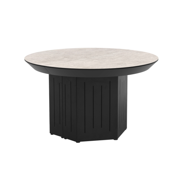 שולחן אוכל עגול נפתח דגם טרוסה - דמוי אבן אפור