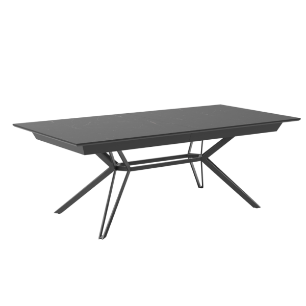 שולחן אוכל נפתח דגם נוברטו - דמוי שיש שחור