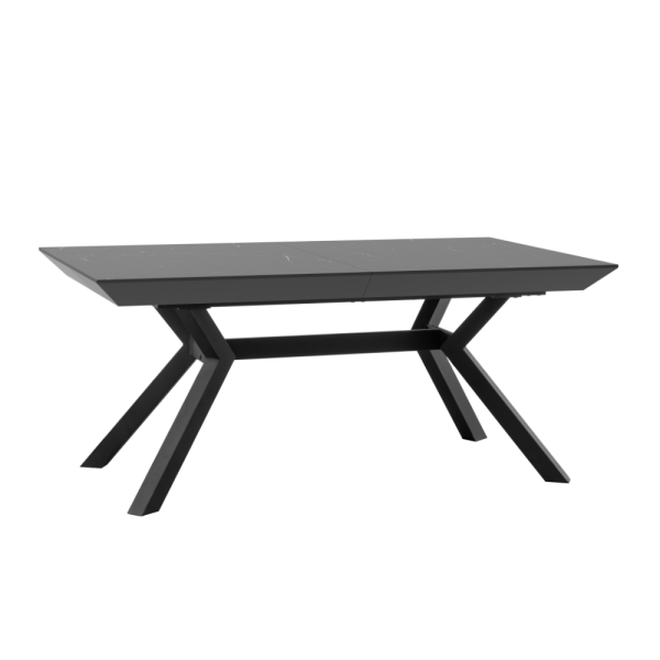 שולחן אוכל נפתח דגם סייבר - דמוי שיש שחור