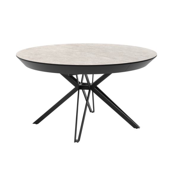 שולחן אוכל עגול נפתח דגם קסטלו - דמוי אבן אפור