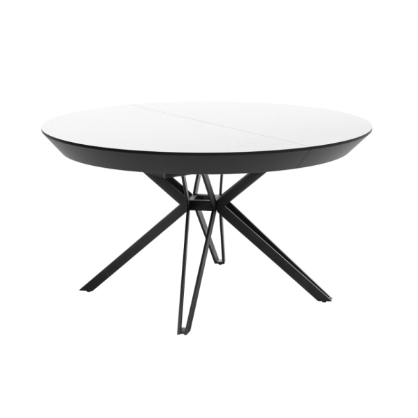 שולחן אוכל עגול נפתח דגם קסטלו - דמוי שיש לבן